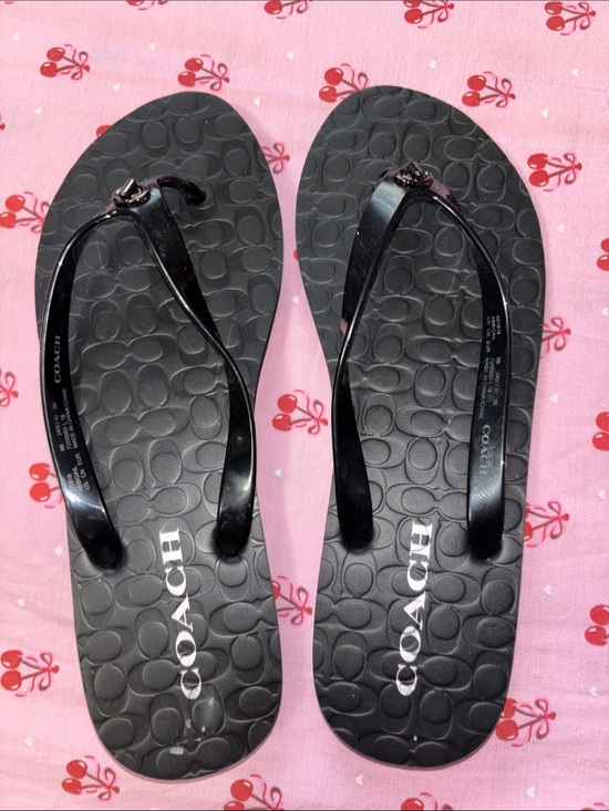 Coach Shoes - Coach Black Logo Jelly Flip Flop Sandals